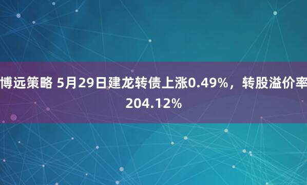 博远策略 5月29日建龙转债上涨0.49%,转股溢价率204.12%