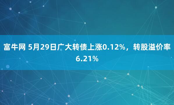 富牛网 5月29日广大转债上涨0.12%,转股溢价率6.21%