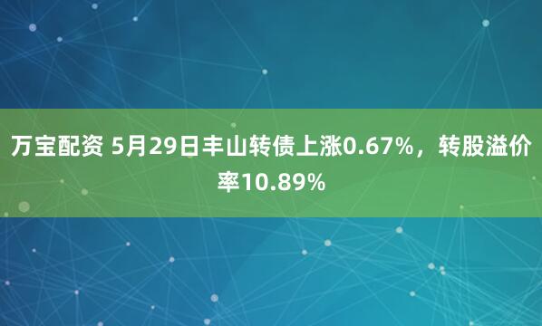 万宝配资 5月29日丰山转债上涨0.67%,转股溢价率10.89%