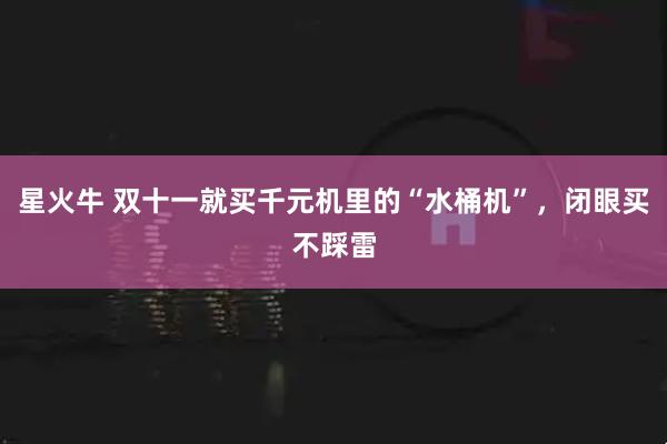 星火牛 双十一就买千元机里的“水桶机”,闭眼买不踩雷