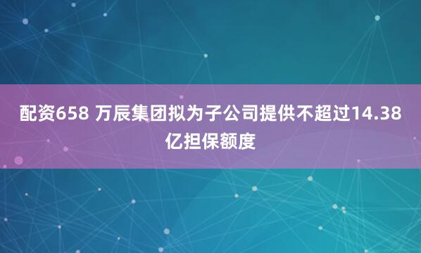 配资658 万辰集团拟为子公司提供不超过14.38亿担保额度