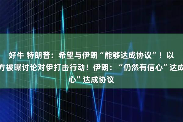 好牛 特朗普：希望与伊朗“能够达成协议”！以美军方被曝讨论对伊打击行动！伊朗：“仍然有信心”达成协议